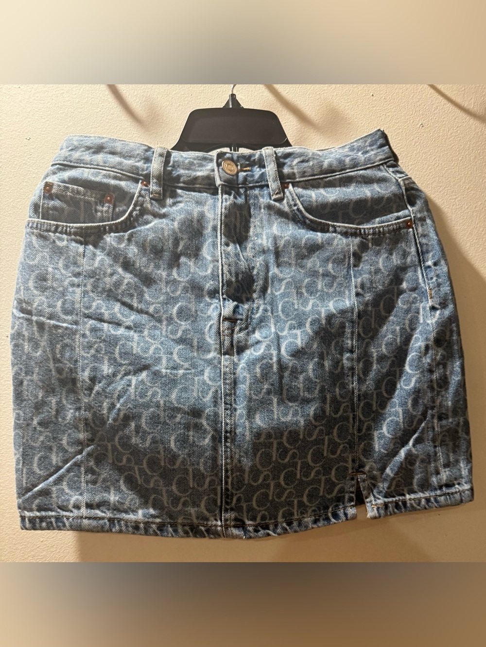 Costes (European fashion brand Denim Logo-Print Women’s Skirt - Blue